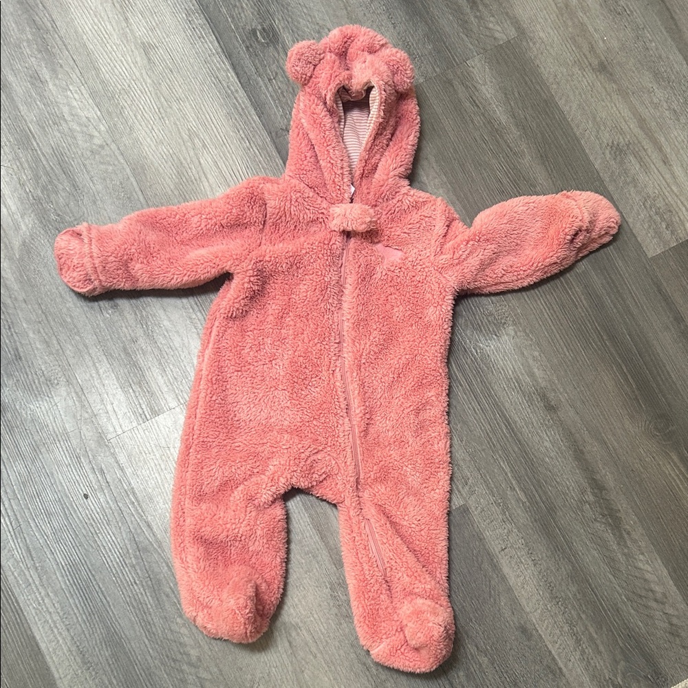 Cozy Pink Fleece Baby Coverall